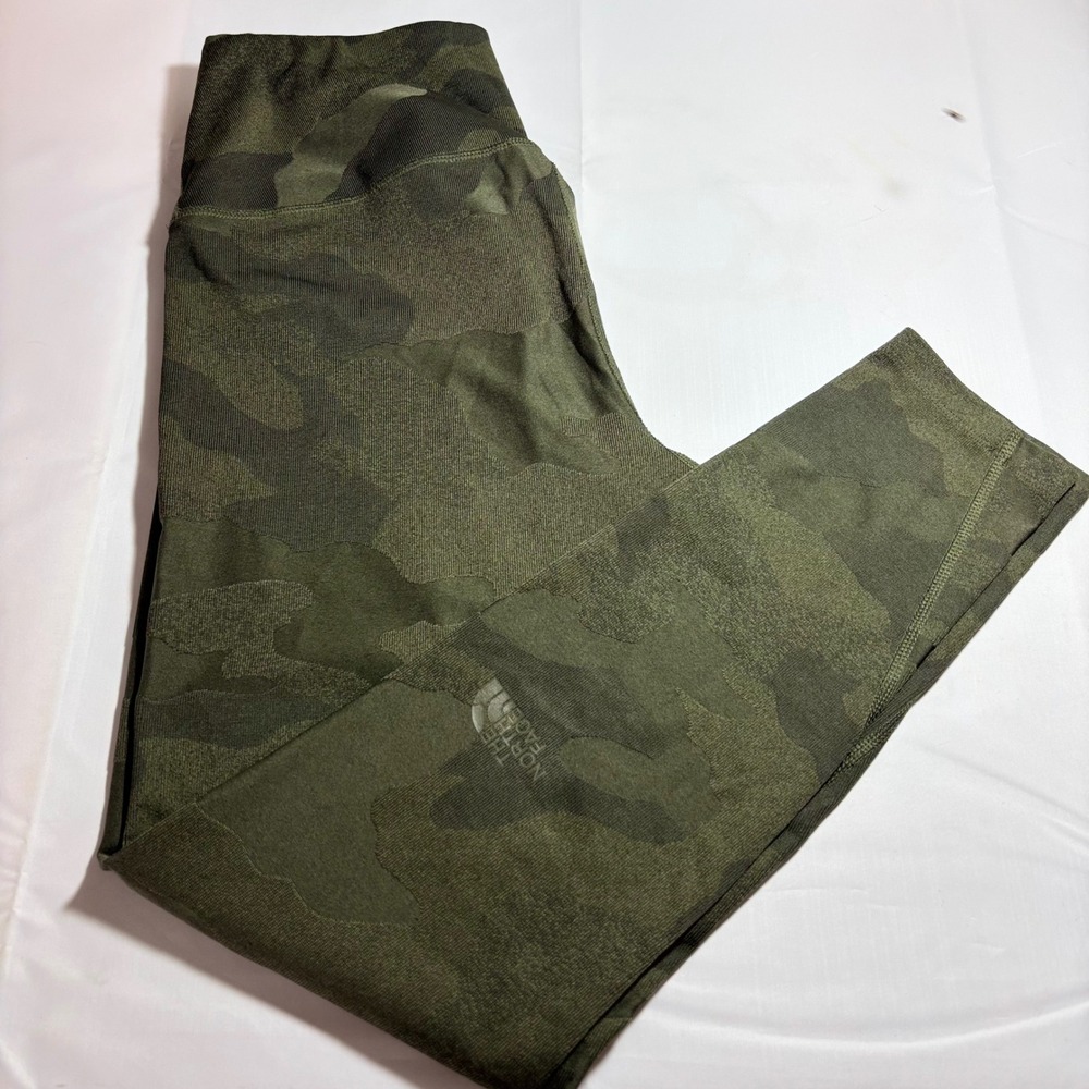 The North Face Motivation Women Green Camo Leggings Active Tights Size Large